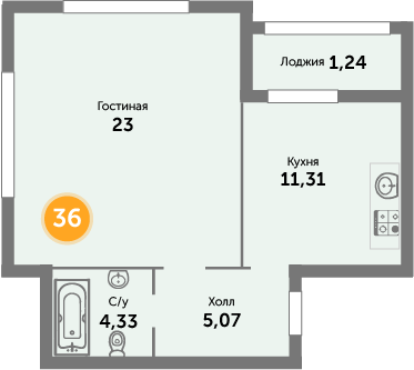 1 комнатная квартира 72.8 м, ЖК «Кранц-Престиж» 3 дом / 9 этаж, г. Зеленоградск - фото 1