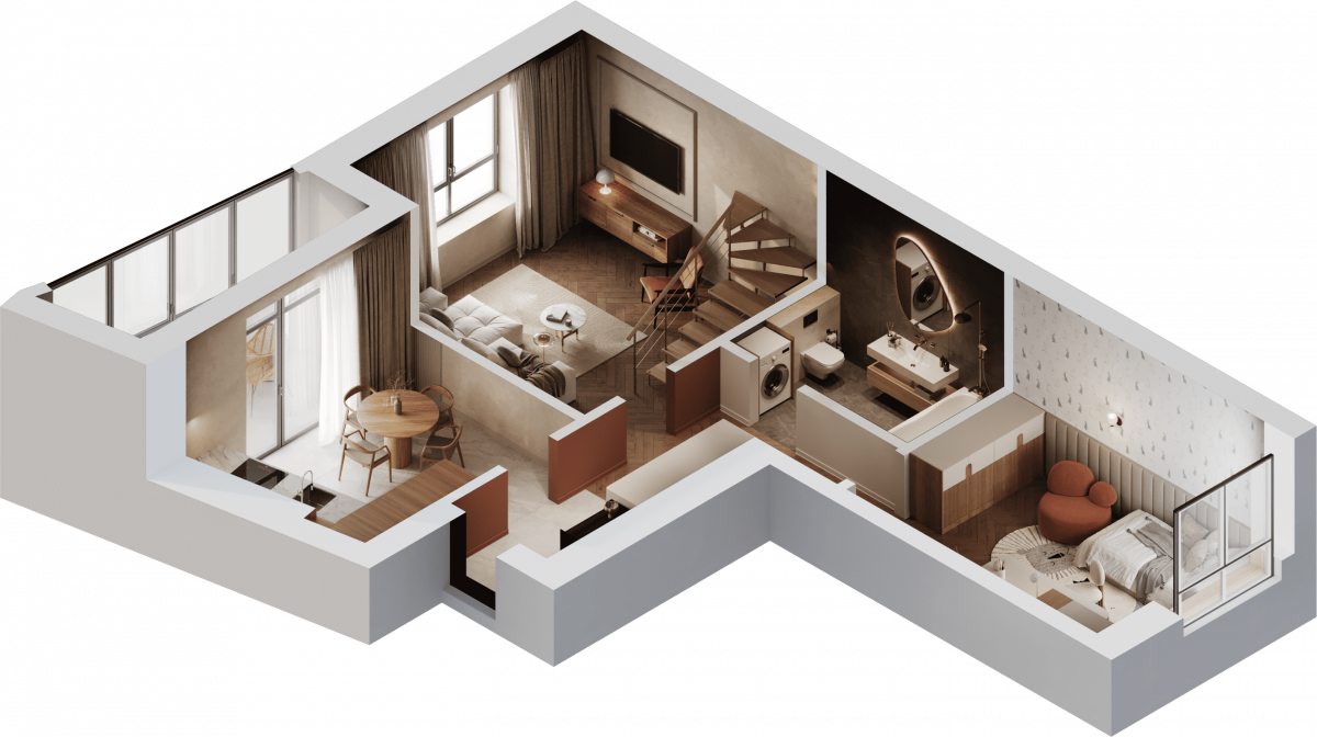 Квартира №322, 2-комнатная, 87.6 м², 9 этаж - планировка, ЖК «Венецианский квартал», дом 1