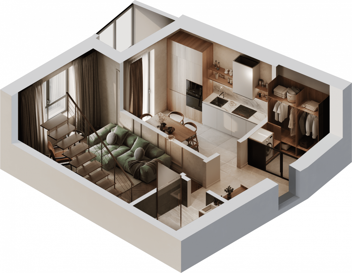 Квартира №323, 1-комнатная, 80 м², 9 этаж - планировка, ЖК «Венецианский квартал», дом 1