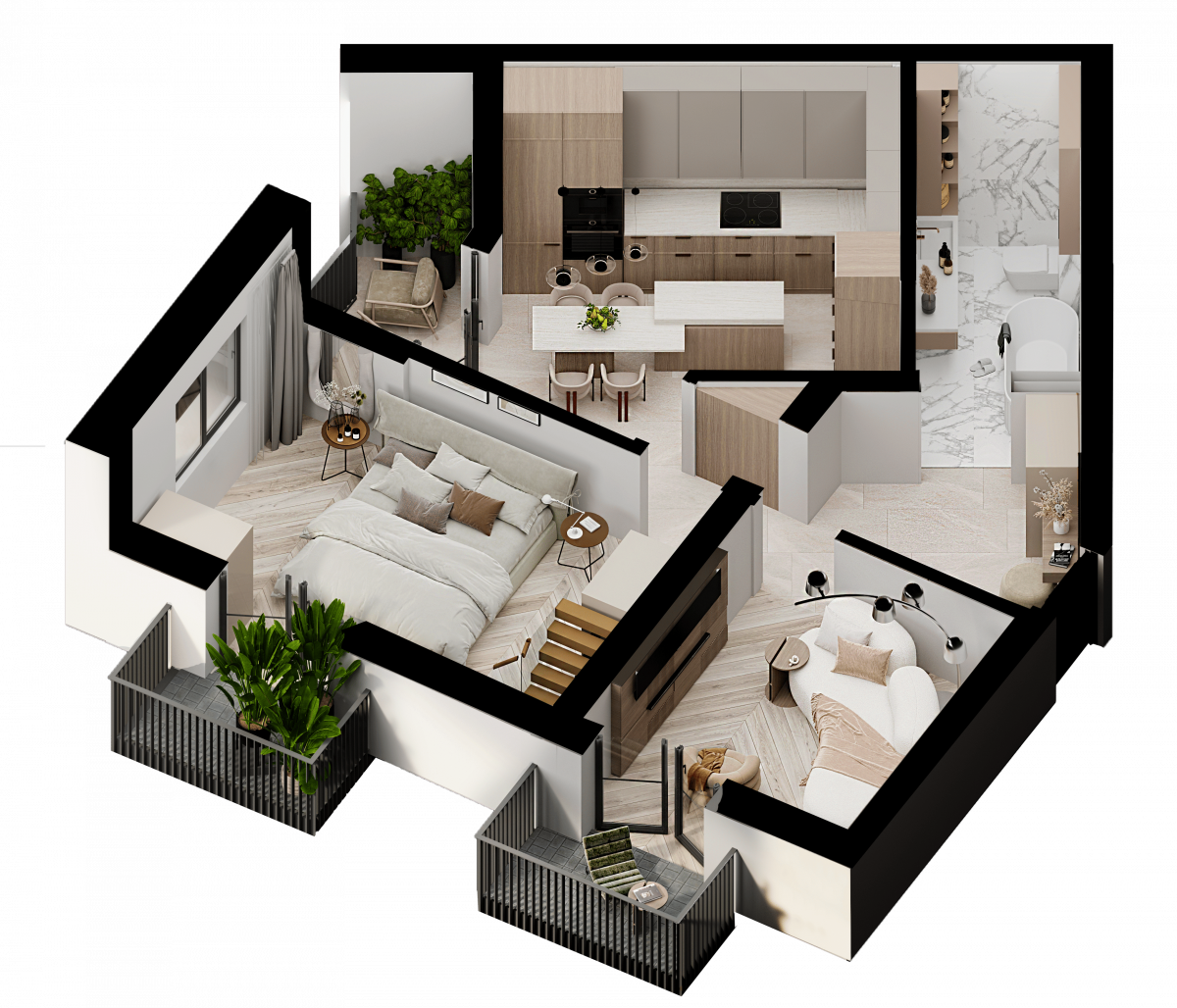 Апартаменты №111, 2-комнатная, 83.8 м², 5 этаж - планировка, Недвижимость у моря «Лазурь»