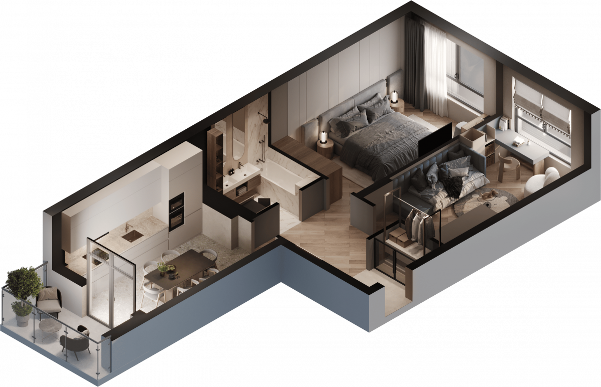Квартира №113, 2-комнатная, 66.01 м², 3 этаж - планировка, ЖК «Астерия»