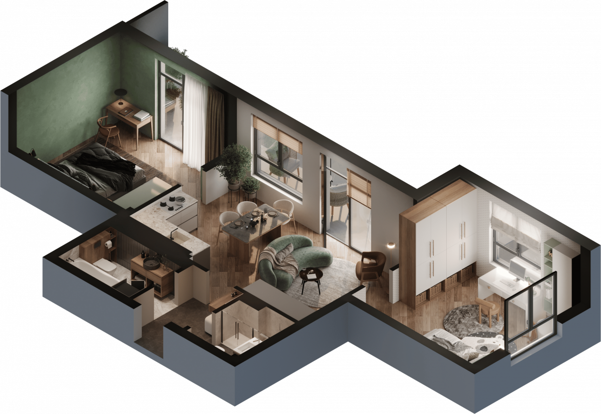 Квартира №267, 2-комнатная, 72.05 м², 2 этаж - планировка, ЖК «Астерия»
