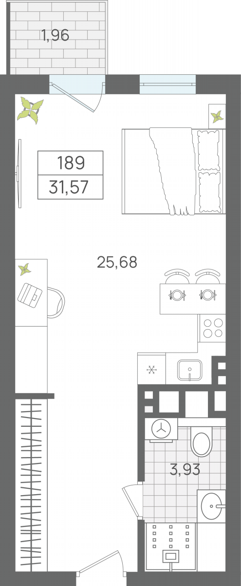 1 комнатные апартаменты 31,24 м², Апартаменты «ЭЛЕМЕНТ», секция 2 / 6 этаж, г. Светлогорск - фото 1