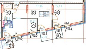 Апартаменты №193, 2-комнатная, 56.07 м², 6 этаж - планировка, Апартаменты «ELEMENT»