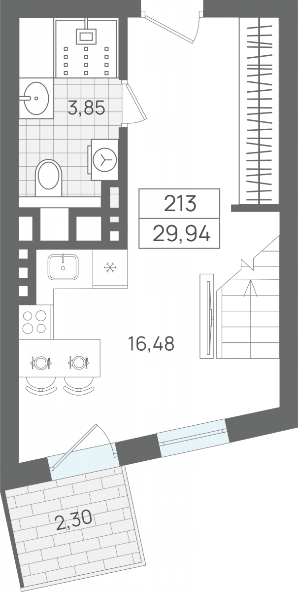1 комнатные апартаменты 32,24 м², Апартаменты «ЭЛЕМЕНТ», секция 2 / 7 этаж, г. Светлогорск - фото 1
