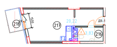Апартаменты №4, 1-комнатная, 27.19 м², 2 этаж - планировка, Секция 1
