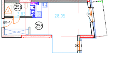 Апартаменты №17, 1-комнатная, 35.69 м², 2 этаж - планировка, Секция 1