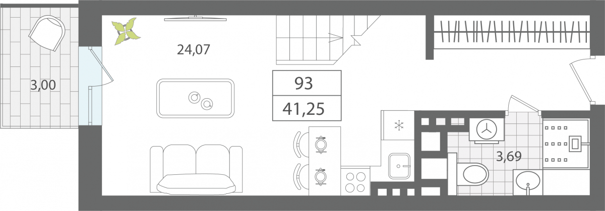 1 комнатные апартаменты 41,25 м², Апартаменты «ЭЛЕМЕНТ», секция 1 / 7 этаж, г. Светлогорск - фото 1