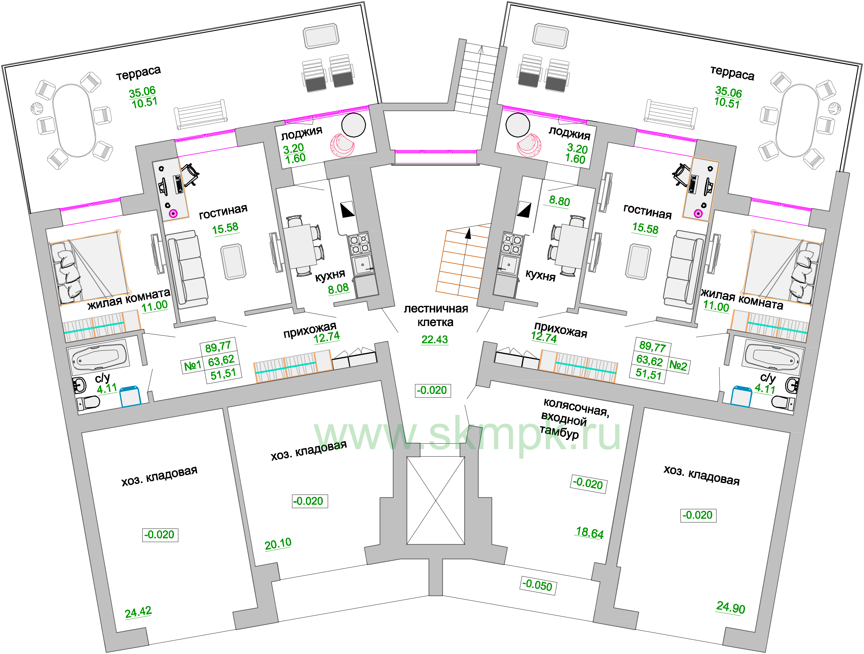 ЖК «Венецианский квартал», дом 1, секция 4, 1 этаж - план этажа